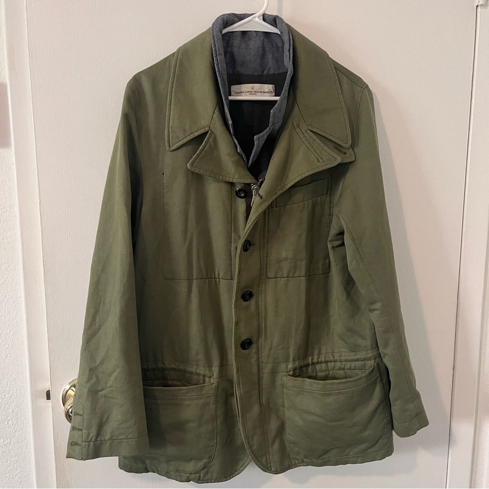 Golden Goose Deluxe Brand Men’s Olive Utility Chore Jacket Made in Italy Medium